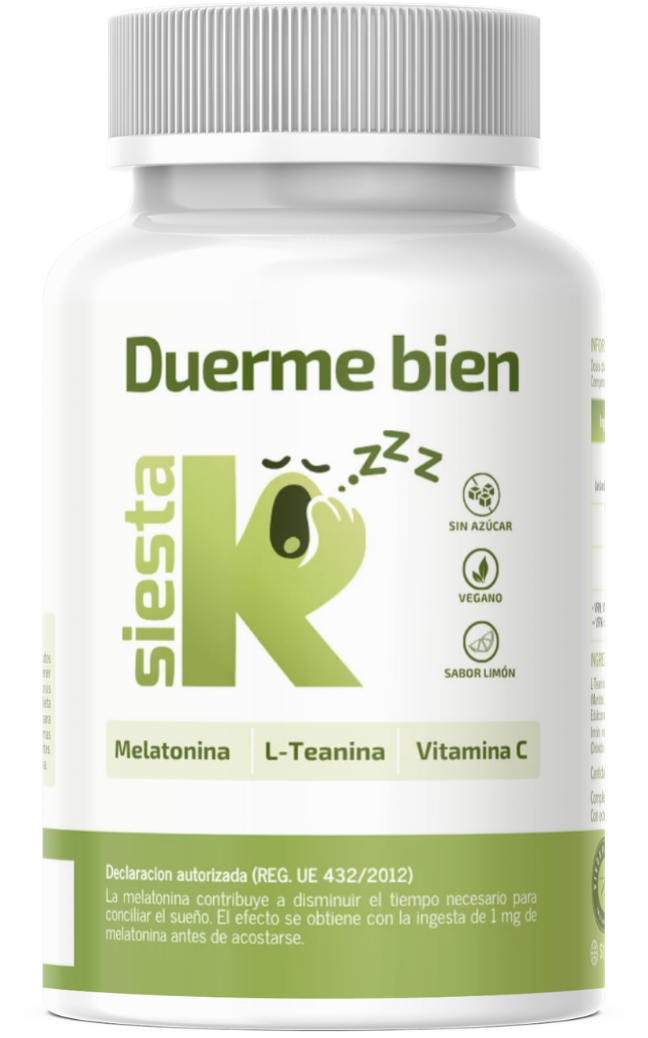 Bote de SiestaK, complemento con melatonina y L-teanina
